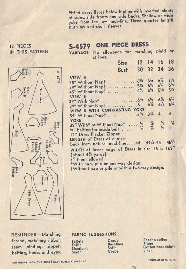 1955-Vintage-Sewing-Pattern-B34-DRESS-1796-262906959733-2