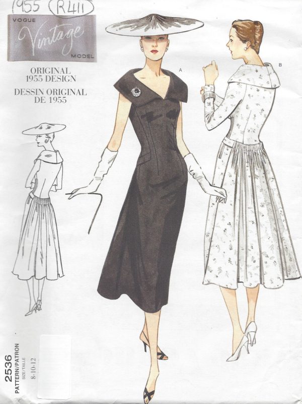 1955-Vintage-VOGUE-Sewing-Pattern-DRESS-B31-12-32-12-34-R411-251157394383