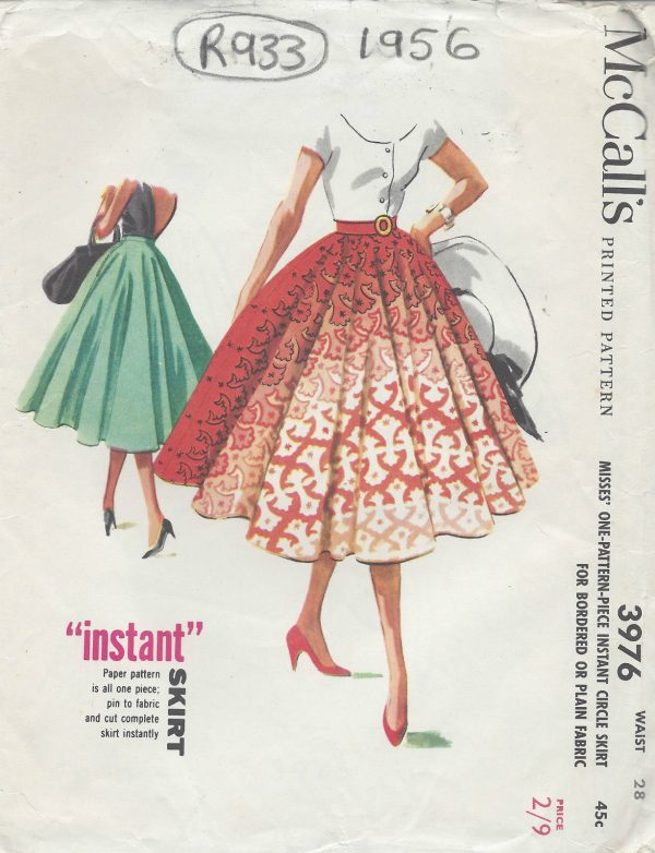 1956-Vintage-Sewing-Pattern-CIRCLE-SKIRT-W28-R933-261199584793