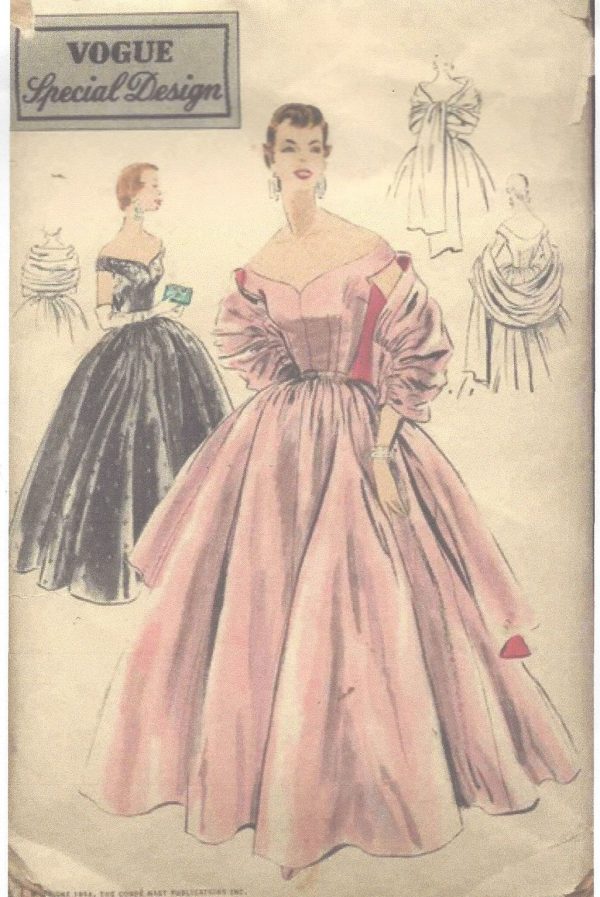 1956-Vintage-VOGUE-Sewing-Pattern-B30-DRESS-STOLE-R519-251151047763