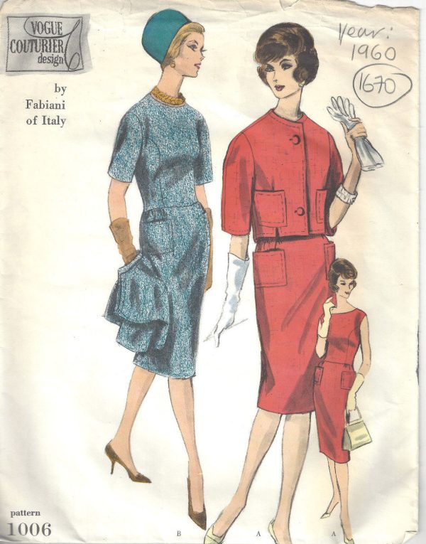 1960-Vintage-VOGUE-Sewing-Pattern-B34-DRESS-JACKET-1670-Fabiani-of-Italy-252436899473