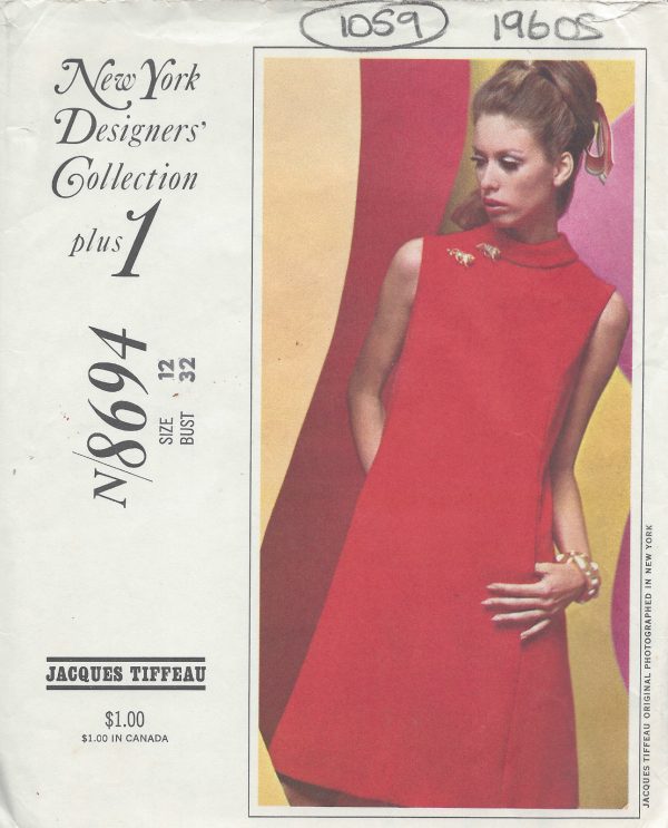 1960s-Vintage-Sewing-Pattern-B32-DRESS-1059-By-Jacques-Tiffeau-261271411413