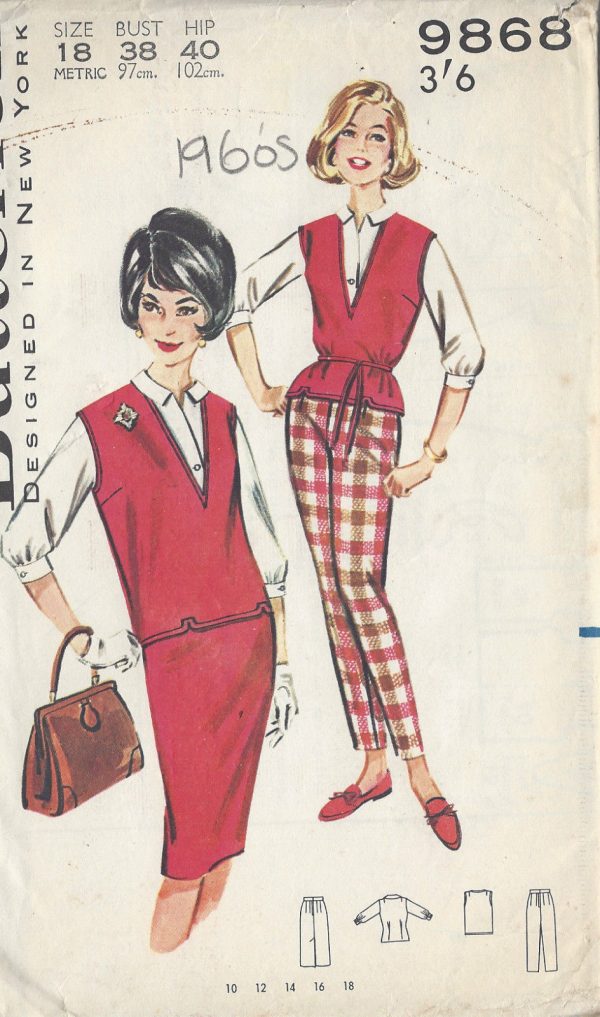 1960s-Vintage-Sewing-Pattern-B38-SKIRT-PANTS-BLOUSE-OVERBLOUSE-R692-251181600203