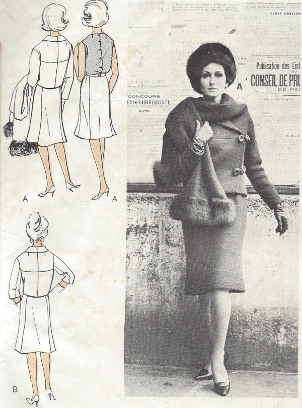 1960s-Vintage-VOGUE-Sewing-Pattern-B34-SUIT-JACKET-SKIRT-BLOUSE-1382R-Dior-252749315223-2