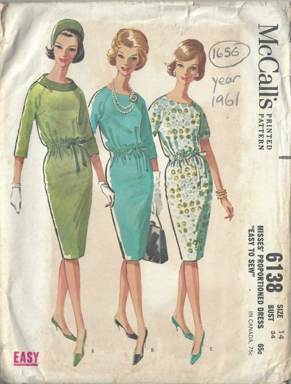 1961-Vintage-Sewing-Pattern-B34-DRESS-1656-252398054713