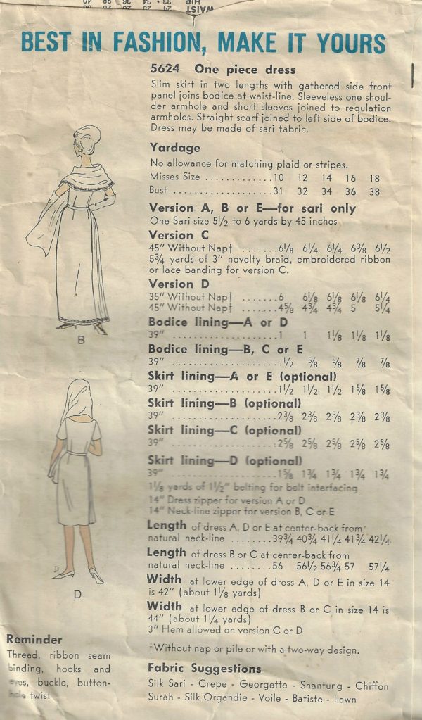 1962-Vintage-VOGUE-Sewing-Pattern-B32-DRESS-1312-252369857983-2