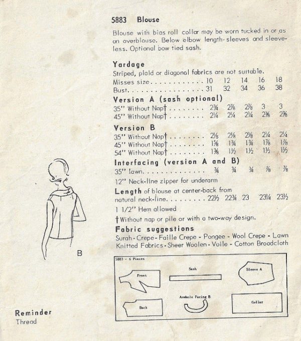 1963-Vintage-VOGUE-Sewing-Pattern-B38-BLOUSE-1674-262498085163-2