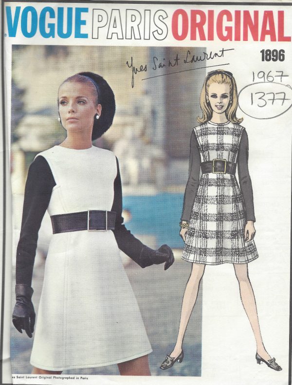 1967-Vintage-VOGUE-Sewing-Pattern-B36-DRESS-1377-By-YVES-SAINT-LAURENT-261720133853