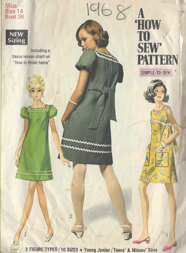 1968-Vintage-Sewing-Pattern-B36-DRESS-R680-251181555953