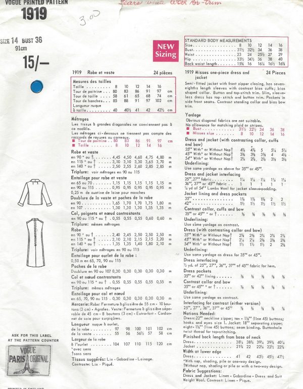 1968-Vintage-VOGUE-Sewing-Pattern-B36-DRESS-JACKET-1492-By-Jacques-Heim-252081963193-2