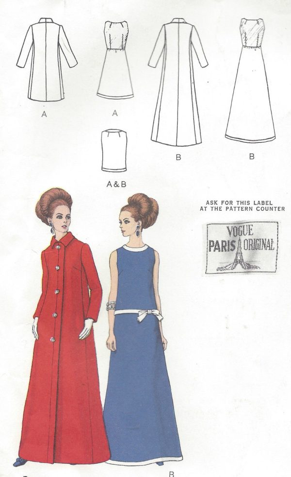 1968-Vintage-VOGUE-Sewing-Pattern-B38-COAT-DRESS-1397-Patou-261779039483-2