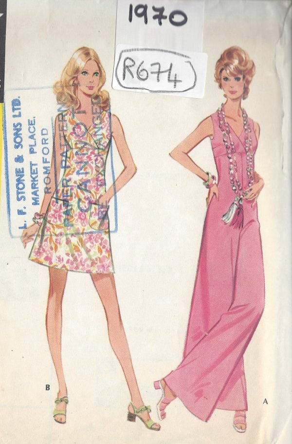 1970-Vintage-Sewing-Pattern-B34-JUMPSUIT-DRESS-R676-251181551143