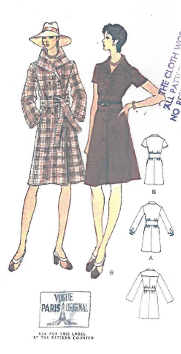 1973-Vintage-VOGUE-Sewing-Pattern-B34-COAT-DRESS-1520-Christian-Dior-252104558483-2