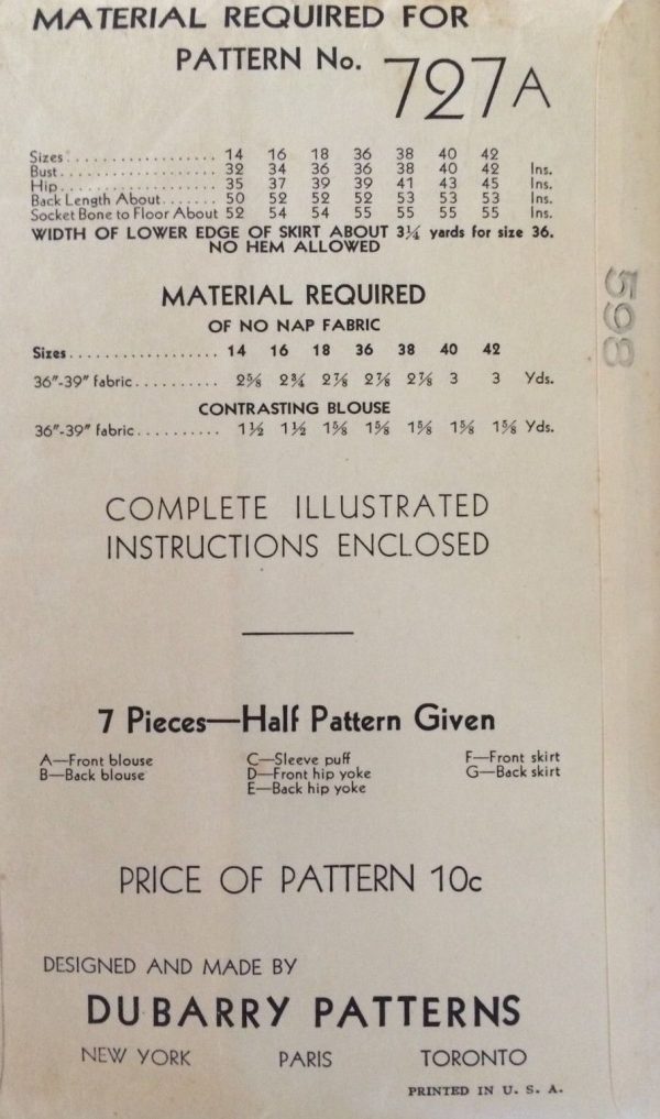 1930s-Vintage-Sewing-Pattern-B36-DRESS-1747-252521107504-2