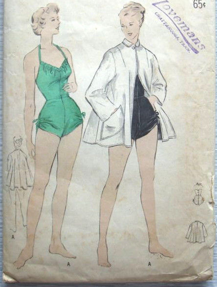 1940s-Vintage-Sewing-Pattern-B36-BATHING-SUIT-BEACH-COAT-R832-252012342494