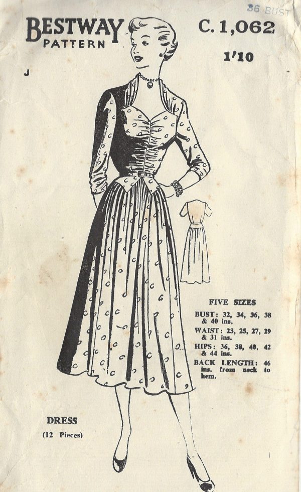 1940s-Vintage-Sewing-Pattern-B36-DRESS-R654-251176126304