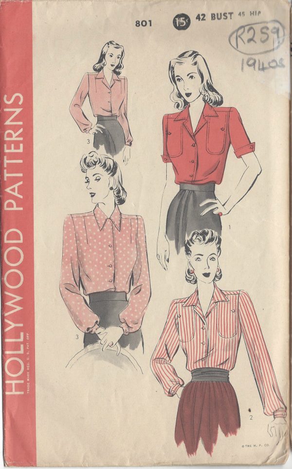 1940s-Vintage-Sewing-Pattern-B42-BLOUSE-R259-251143209234