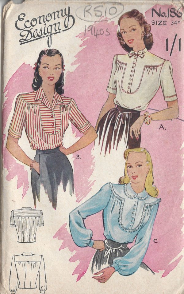 1940s-Vintage-Sewing-Pattern-BLOUSE-B34-R510-251151076844