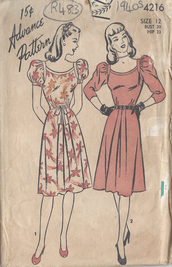 1940s-Vintage-Sewing-Pattern-DRESS-B30-R483-251151159724