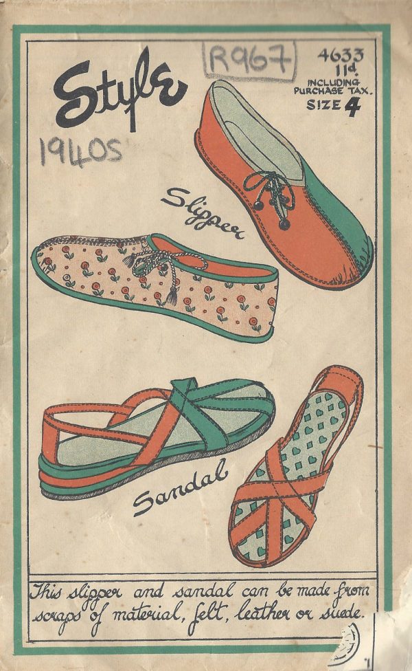 1940s-Vintage-Sewing-Pattern-SANDLE-SLIPPER-R967-261211361144