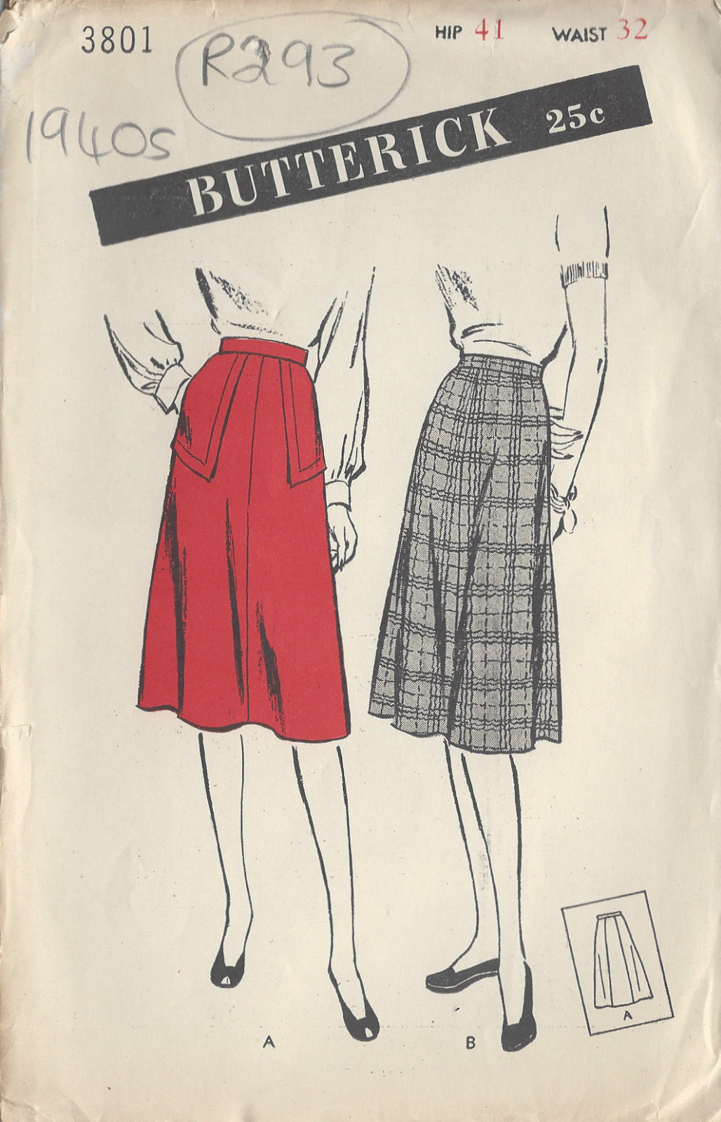 1940s 1950s Vintage Sewing Pattern Misses' Skirt With Epic Pockets ...