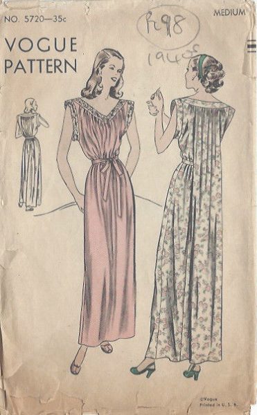1940s-Vintage-VOGUE-Sewing-Pattern-B32-34NIGHTDRESSNIGHTGOWN-R98-MEDIUM-251165067934