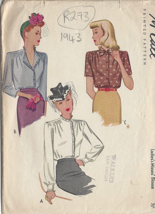 1943-Vintage-Sewing-Pattern-BLOUSE-B42-R273-251144374424