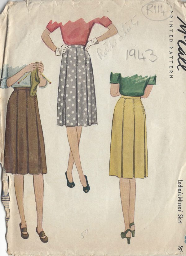 1943-Vintage-Sewing-Pattern-SKIRT-W28-R114-251165113694