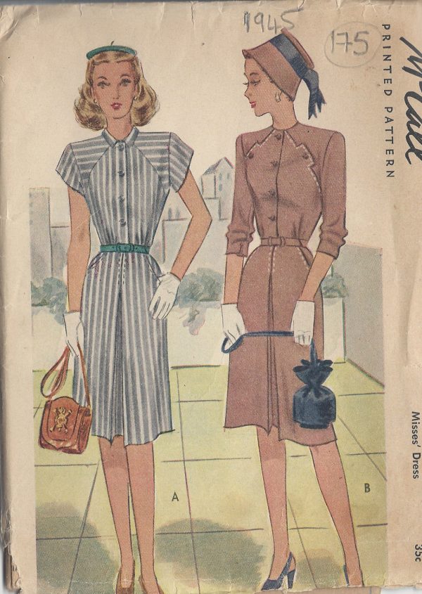 1945-Vintage-Sewing-Pattern-B32-DRESS-175-251173260944