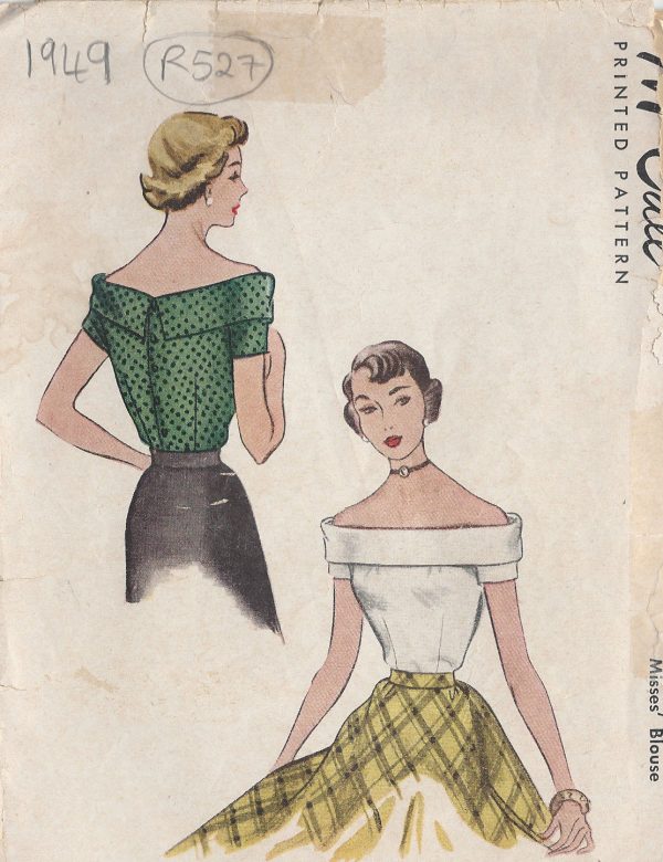 1949-Vintage-Sewing-Pattern-BLOUSE-B34-R527-251142454904