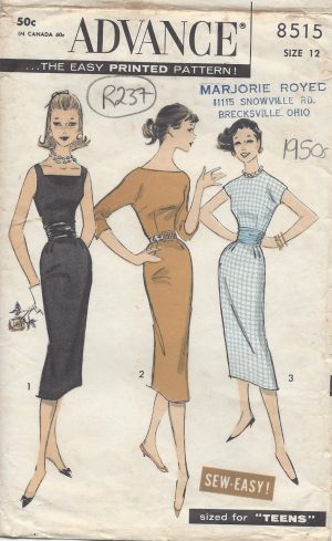 1950s Vintage Sewing Pattern B32 DRESS (R152) By Advance 7966 By By  Designer 'Luis Estevez' - The Vintage Pattern Shop
