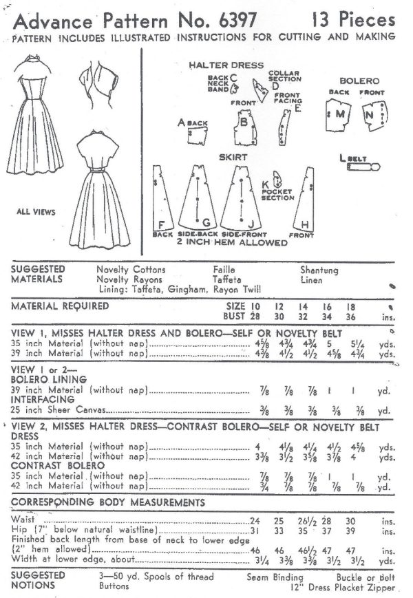 1950s-Vintage-Sewing-Pattern-B34-HALTERNECK-DRESS-BOLERO-R381-251157444554-2
