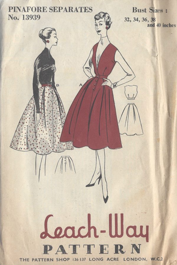 1950s-Vintage-Sewing-Pattern-B36-W28-SKIRT-TOP-R645-251175165654