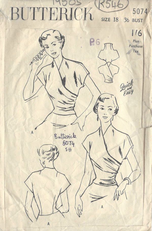 1950s-Vintage-Sewing-Pattern-BLOUSE-B36-R546-251919200714