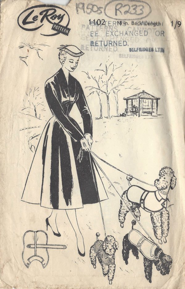 1950s-Vintage-Sewing-Pattern-DOG-JACKET-COLLAR-LENGTH18-R233-251164520114