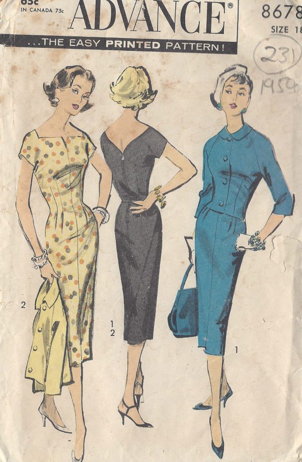 1950s-Vintage-Sewing-Pattern-DRESS-JACKET-B38-231-251144944094