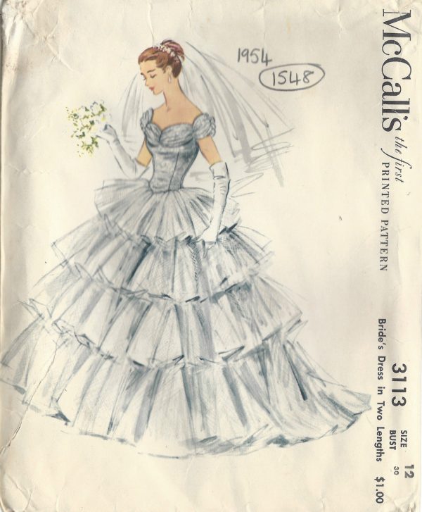 1954-Vintage-Sewing-Pattern-B30-WEDDING-BRIDES-DRESS-1549-262125790574