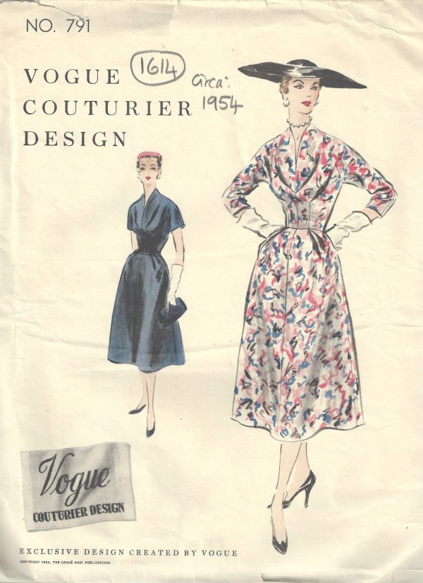 1954-Vintage-VOGUE-Sewing-Pattern-B34-DRESS-1614-262386435194