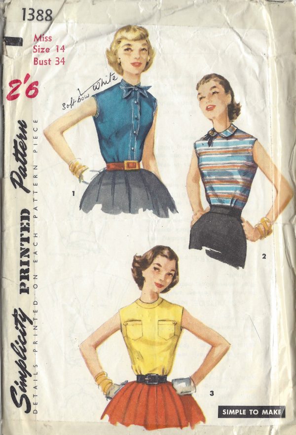 1955-Vintage-Sewing-Pattern-B34-BLOUSE-1191-251501050784