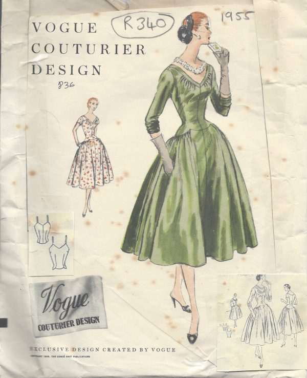 1955-Vintage-VOGUE-Sewing-Pattern-B36-DRESS-R340-251164565954