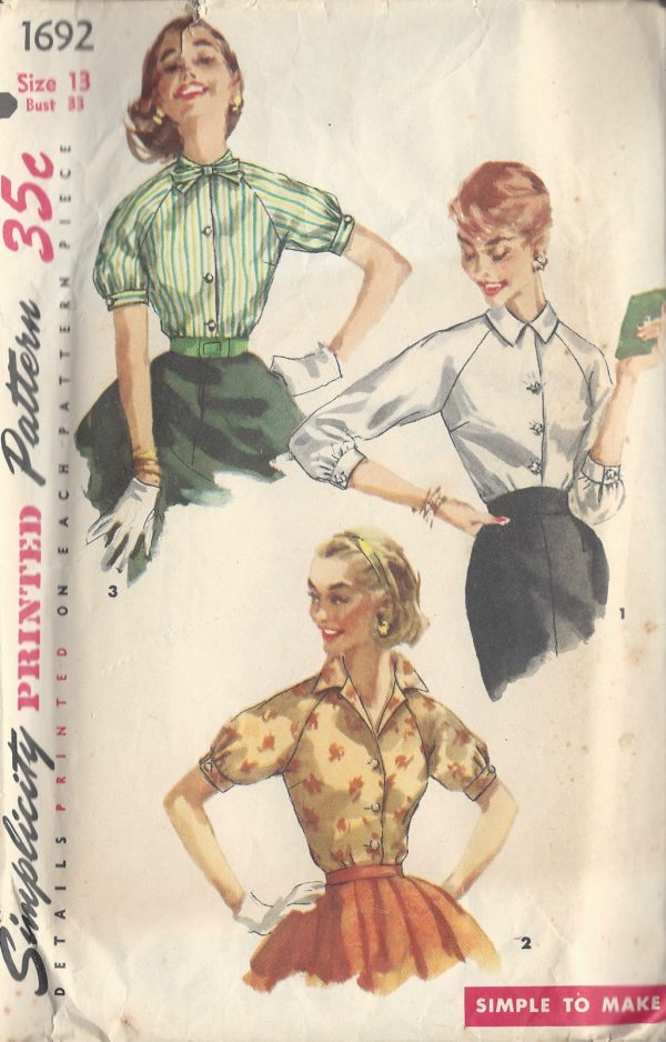 1956-Vintage-Sewing-Pattern-B33-BLOUSE-R863-261166274704