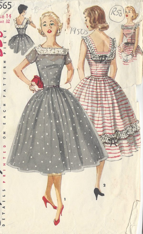 1956-Vintage-Sewing-Pattern-DRESS-B32-R50-251144855074