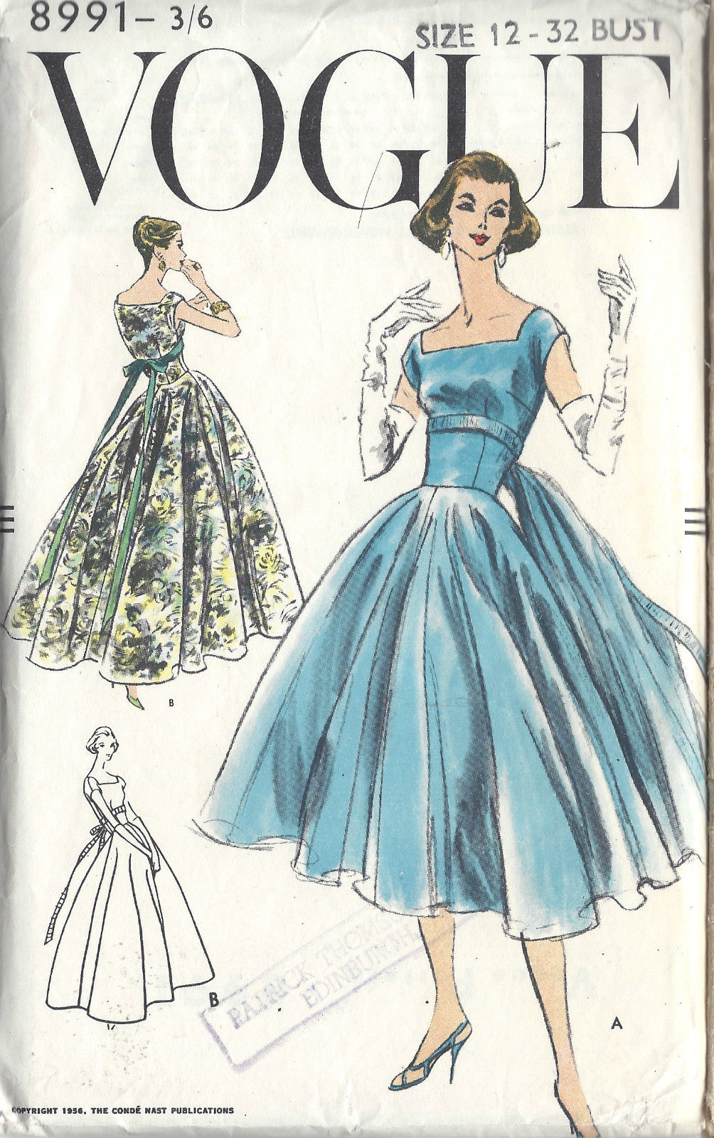 Buy Vintage Sewing Pattern 1950s 50s Evening Dress Ball Gown / / Portrait  Neckline / Clover Leaf Skirt / Bust 32 34 36 38 40 Online in India - Etsy