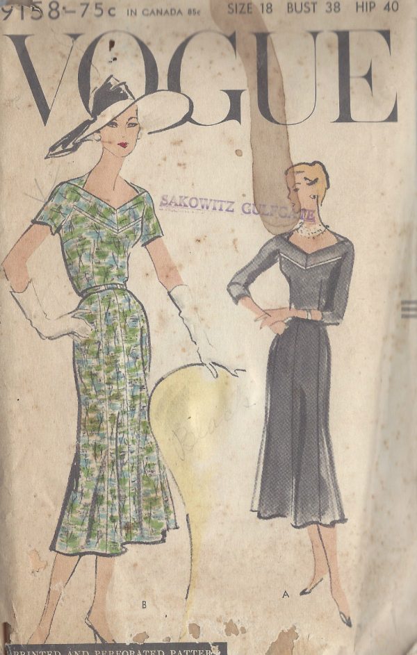 1957-Vintage-VOGUE-Sewing-Pattern-B38-DRESS-R982-261216164774
