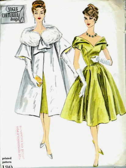 1959-Vintage-VOGUE-Sewing-Pattern-B36-ONE-PIECE-DRESS-COAT-1767R-262786113594-3