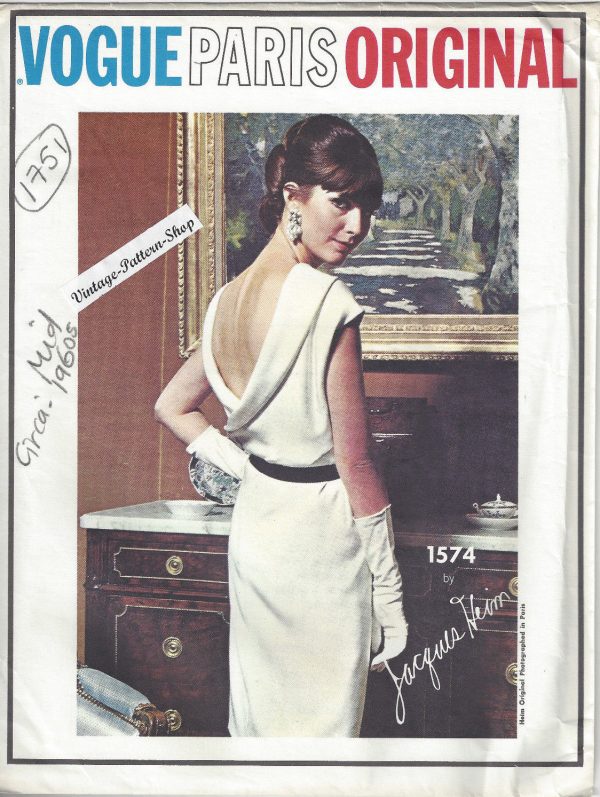 1960s-Vintage-VOGUE-Sewing-Pattern-B34-DRESS-1751-By-JACQUES-HEIM-262781948854