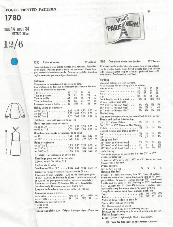 1960s-Vintage-VOGUE-Sewing-Pattern-B34-DRESS-JACKET-1502-By-Nina-Ricci-262042906294-2