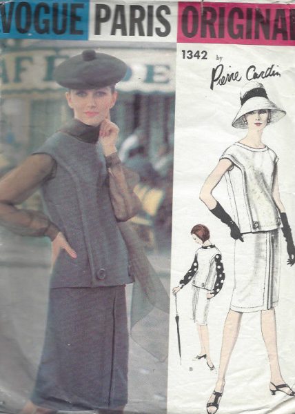 1964-Vintage-VOGUE-Sewing-Pattern-DRESS-BLOUSE-SCARF-B36-1513R-Pierre-Cardin-262066460584