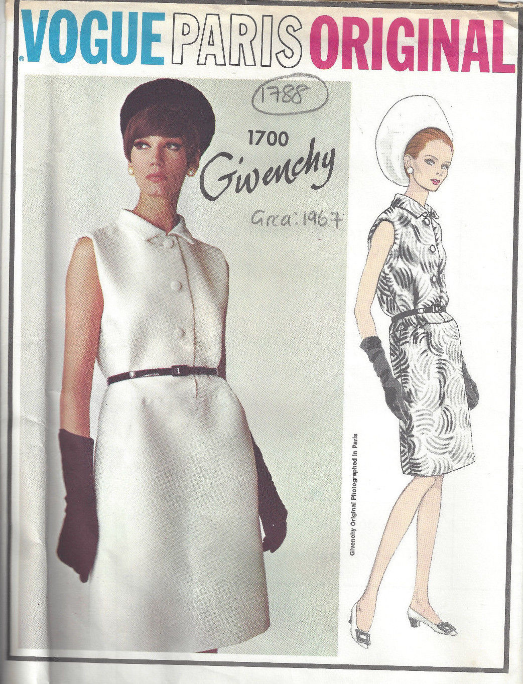 1967 Vintage VOGUE Sewing Pattern B34 DRESS (1788) by 'GIVENCHY' - The  Vintage Pattern Shop