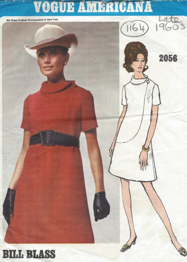 1968-Vintage-VOGUE-Sewing-Pattern-DRESS-B36-1164-By-Bill-Blass-261405378744